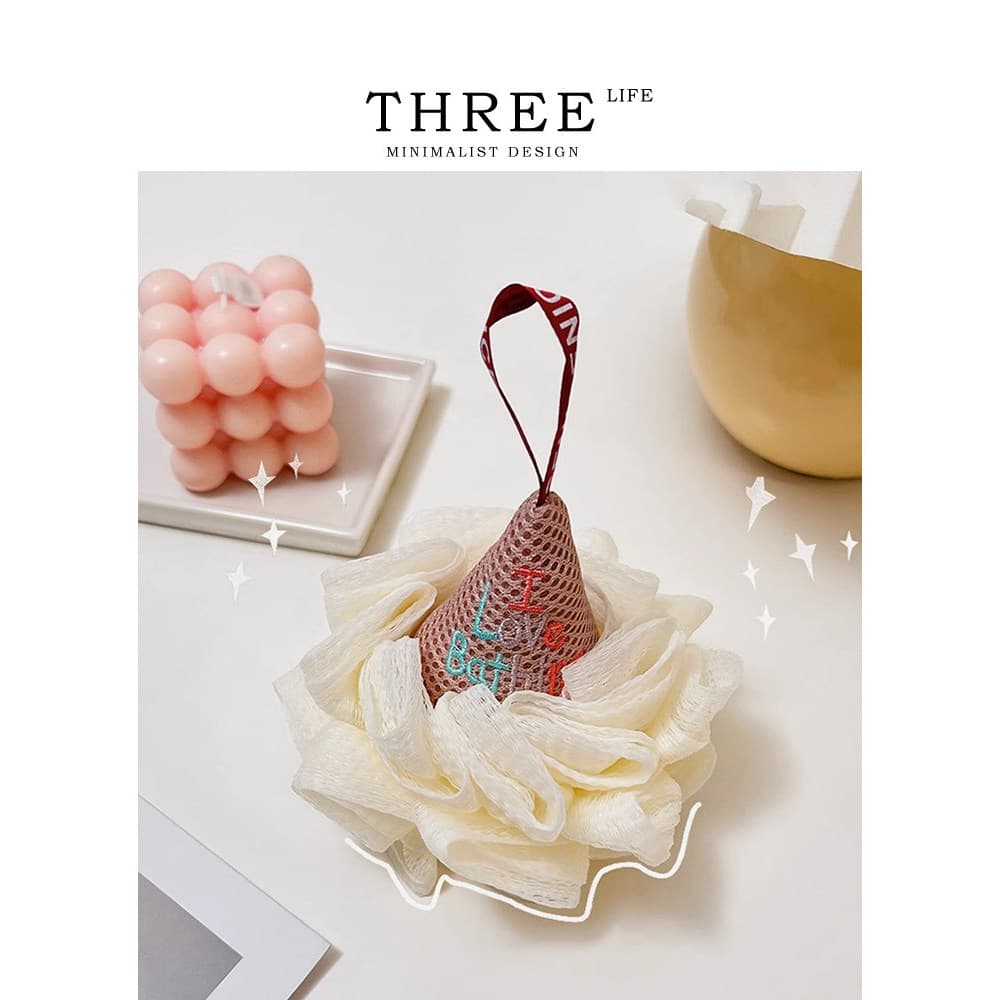 Tlife · Creme · Bola de banho Bola de banho Banho para esfregar flores Banho macio Ferramenta útil de duas cores de alta
