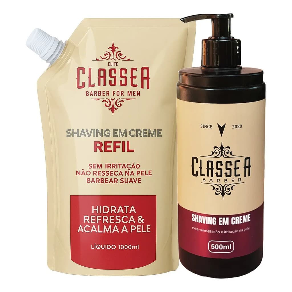 Shaving Cream Refil 1kg + Shavim Creme Barbear Classe A + Fr