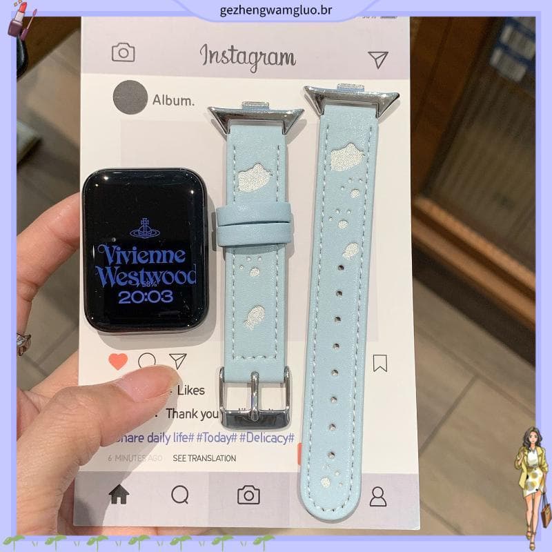 Pulseira Yan Kitten adequada Xiaomi 10pro/9pro/8Pro Redmi Watch 4/5/6 com pulseira de couro