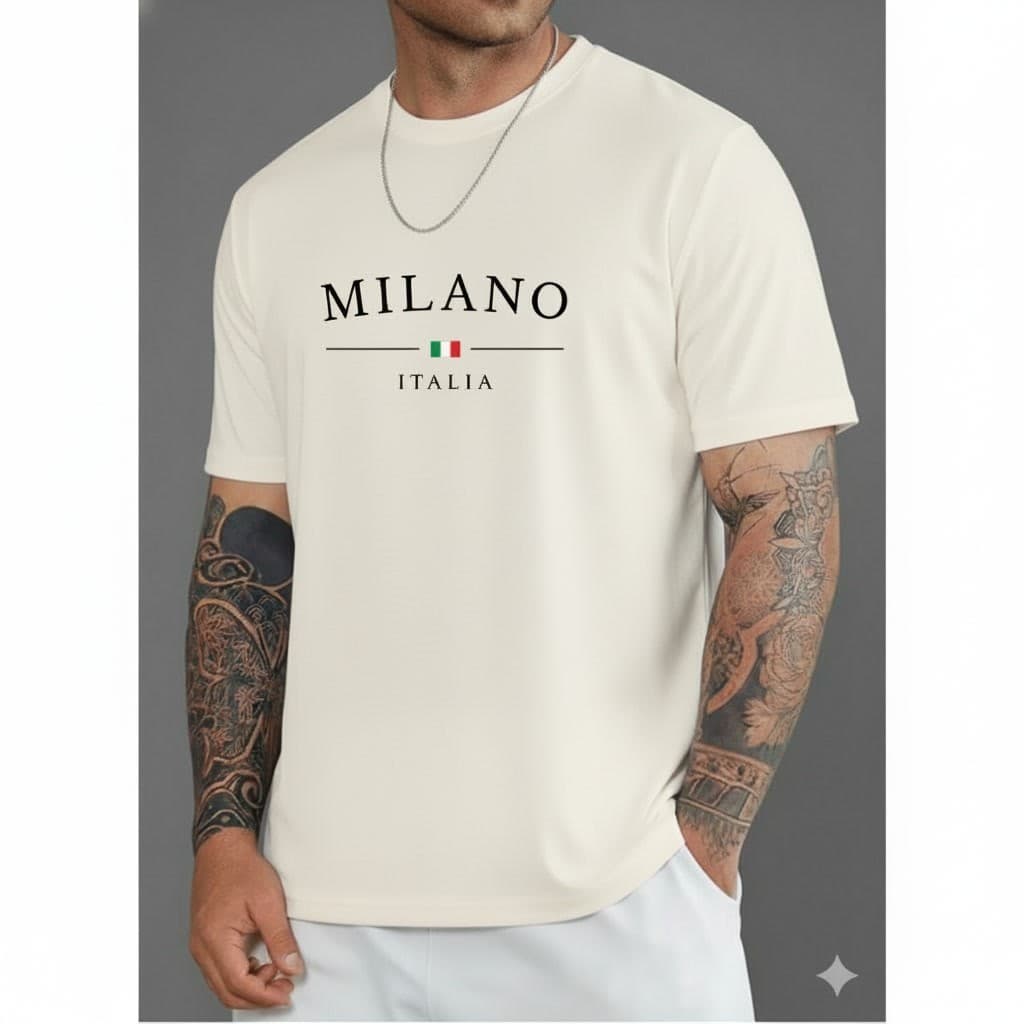 Camiseta Masculina Blusa Estmpada Milano Itália a Moderna Premium Casual basica dia a dia P M G GG