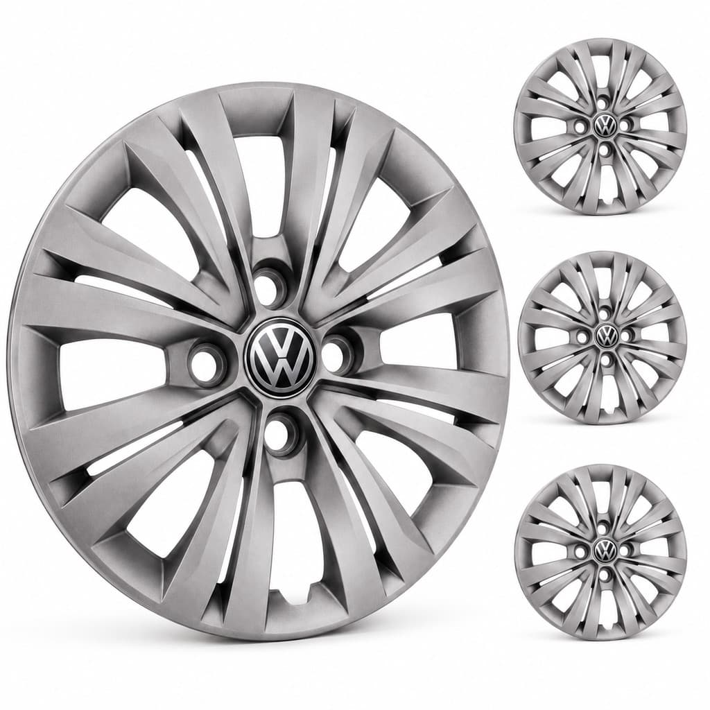 Jogo 4 Calotas Aro 13 Gol G2 G3 G4 G5 G6 G7 Voyage Parati Prata Original Grid Volkswagen Calota - 244CA-PTA-E