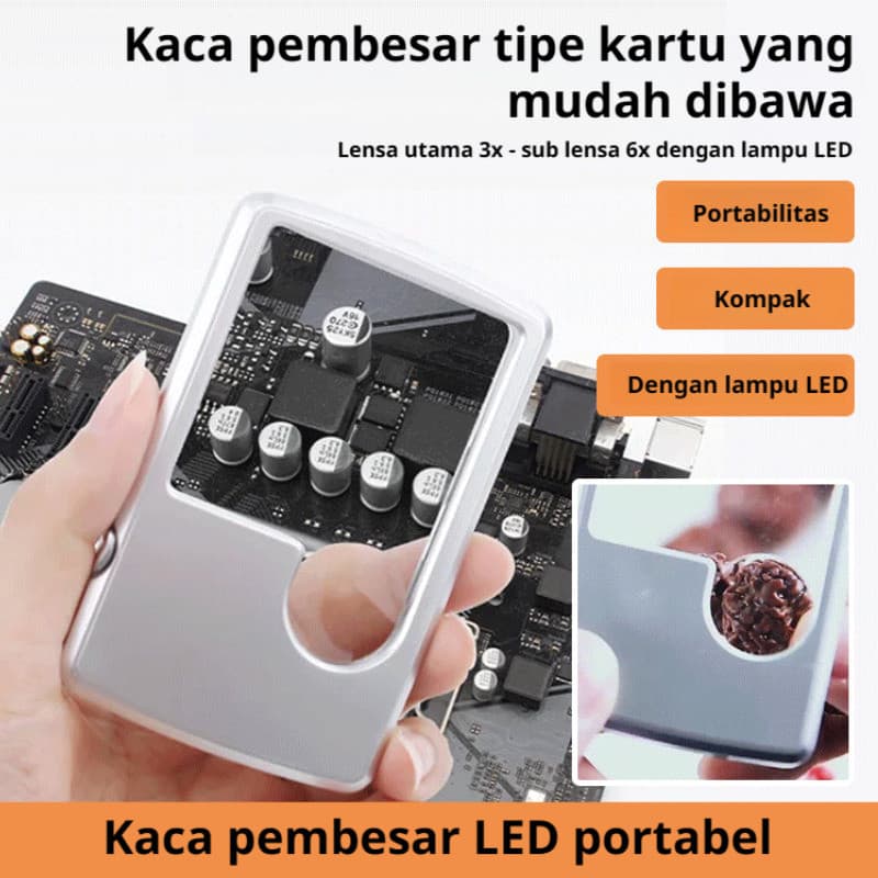 【Prático para Leitura】Lente de Aumento LED/Cartão Lupa/Portátil/Ultrafino/Ótica Acrílica