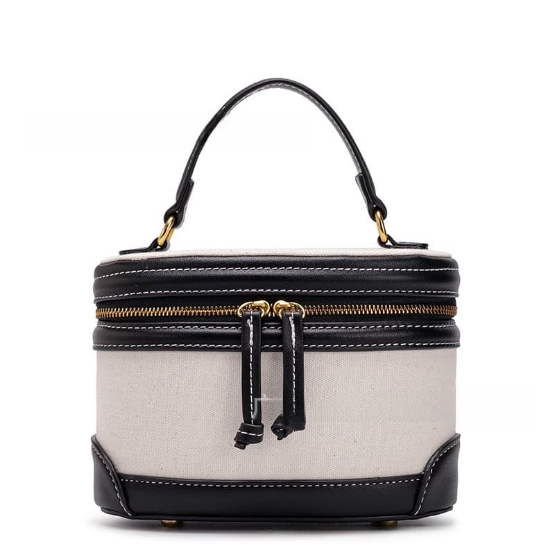 Bolsa feminina com costura em cor contrastante, bolsa de mão e bolsa transversal, bolsa de tecido em patchwork elegante