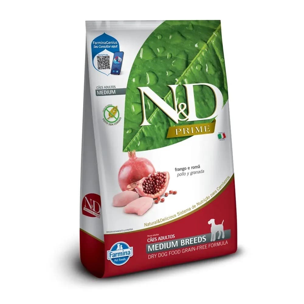 Ração N&D Prime Cães Adultos Raças Medias Frango 10kg