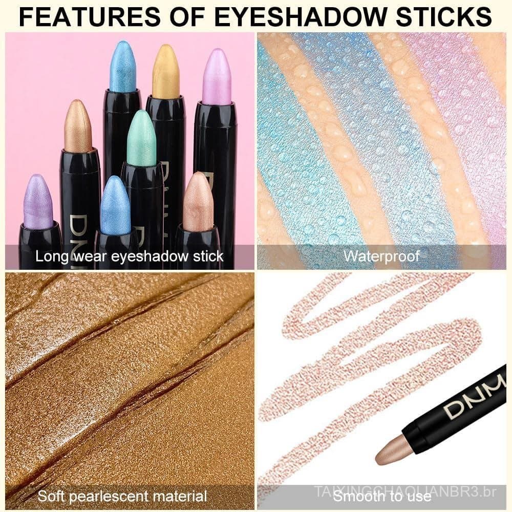 Kaely Conjunto de 8 Lápis de Sombra Cremosos, Desert Mocha Beige Gold Light Purple Pink Sky Dazzling Blue Green, Lápis D