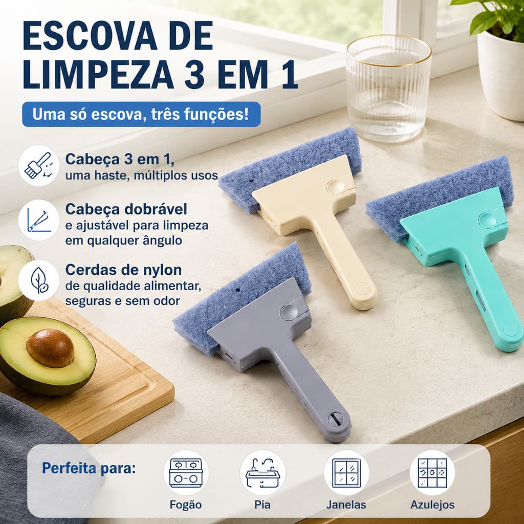 Limpador de Trilho de Janela 4 em 1 com Microfibra Escova e Raspador para Frestas Cantos e Portas de Correr