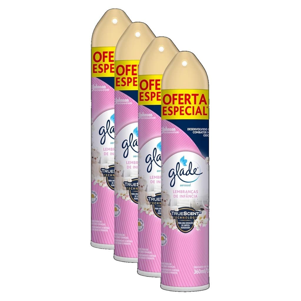 kit 4 Glade Aromatizador de Ambiente Odorizador de Ambiente Lembranças de infância Aerosol 360ml