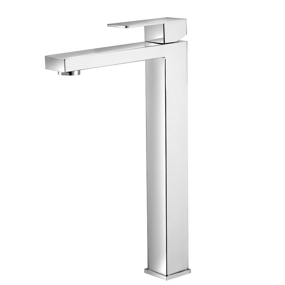 Torneira Bancada Banheiro Quadrada Inox Cromada Bica Alta Pia Lavatorio Moderno