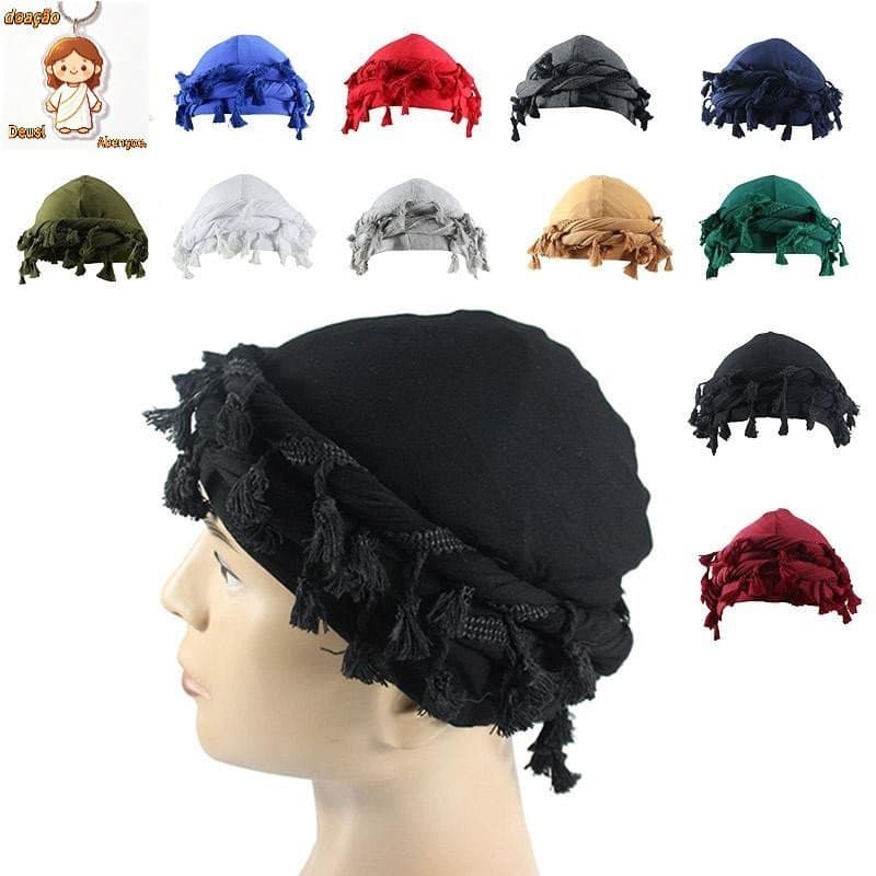 Chapéu Masculino Rebarba Guarnição Torcido Cauda Franja De Algodão Turbante Chapéus Sa Forro Envoltório Gorro se