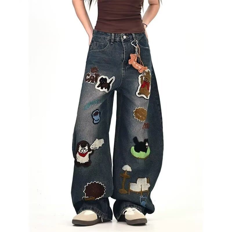 Estilo Hong Kong na moda masculina verão novo estilo 2026 carta única Jeans Hip Hop ins na moda High Street na moda rufi