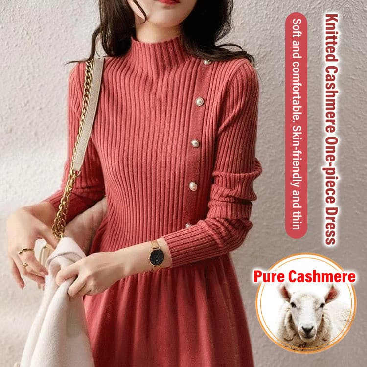 [Conforto e Estilo] Vestido Feminino de Lã Gola Média Texturizado/Vestido de Inverno/Vestido Casual