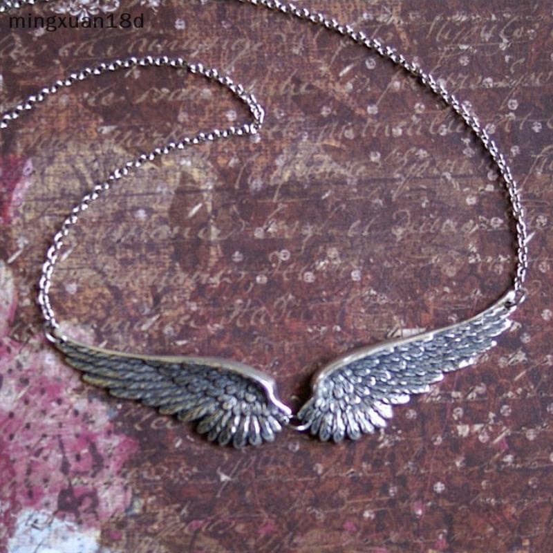 Colar Gargantilha De Penas Vintage Prateado Com Asas De Anjo Para Mulheres [COD]