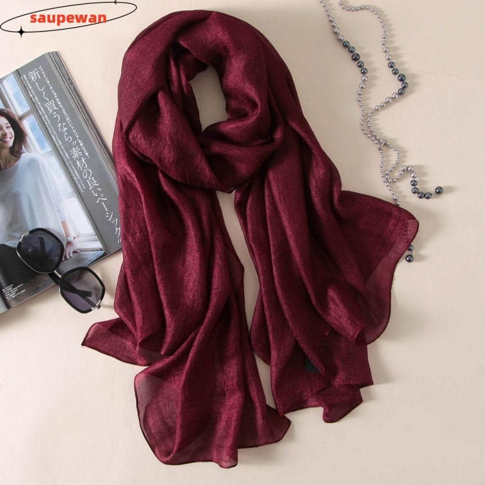 SAUPEWAN Lenço De Linho Feminino , 180x85cm Protetor Solar Bandanas Pure Color Foulard Plus Tamanho Hijab