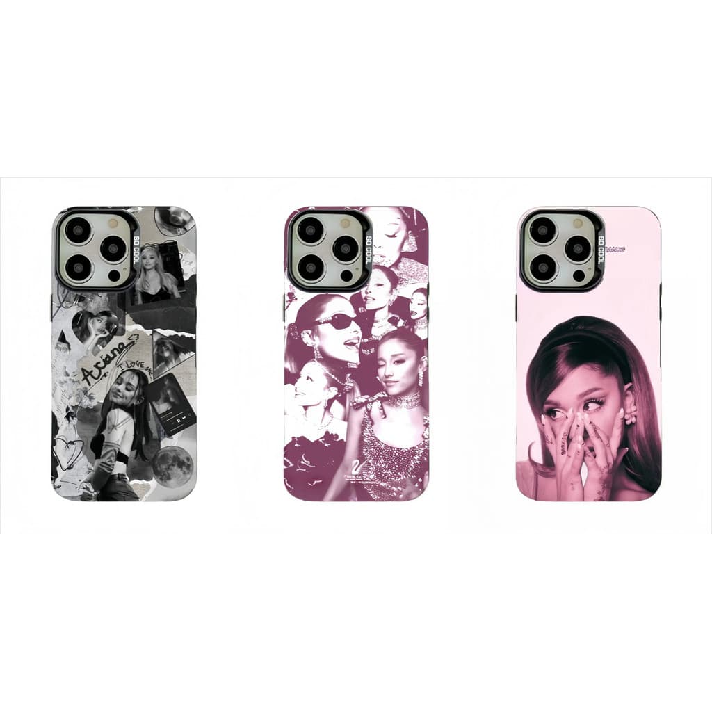 Capinha Ariana Grande Preto e Branco Show Collagem Vintage, Compatível com iPhone 17, 16, 15, 14, 13, 12, 11