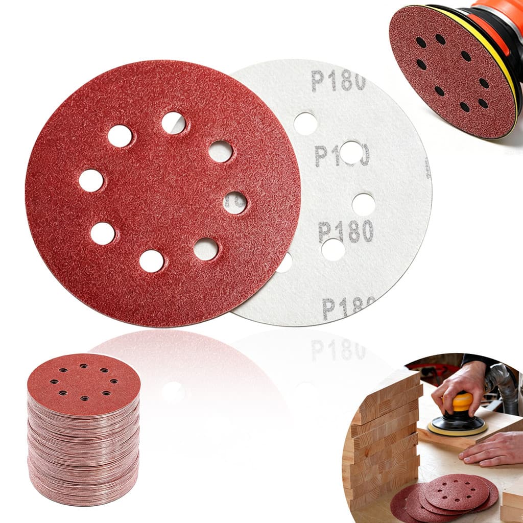 30 Peças Disco Lixa 125mm 8 Furos Para Lixadeira Roto Orbital Pluma Grãos Sortidos