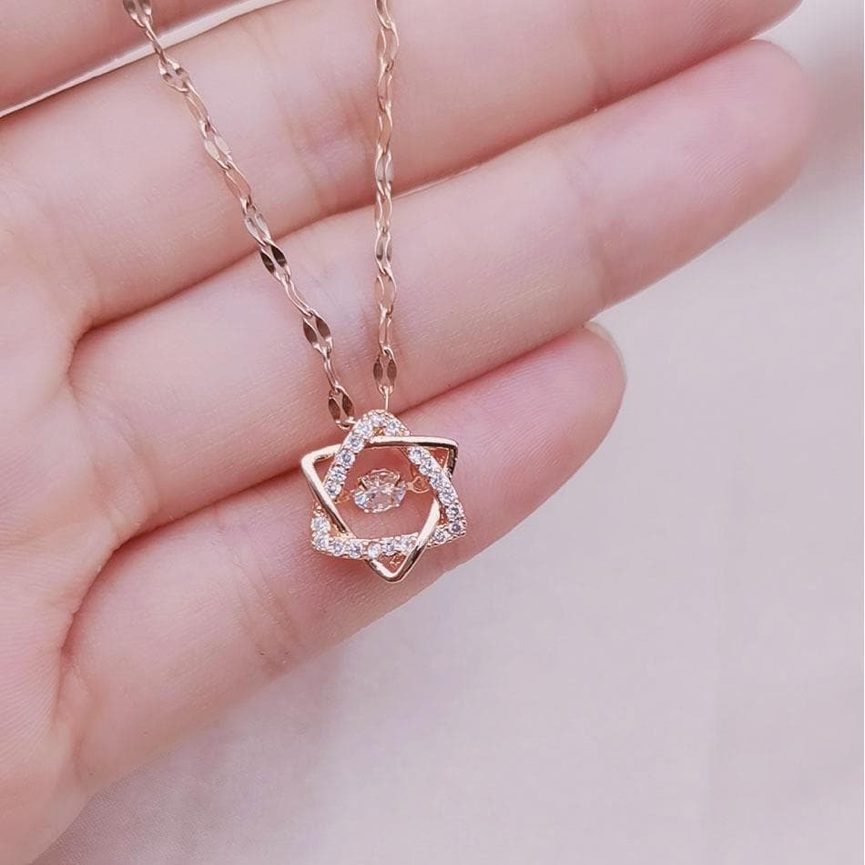 Feminino na moda ins batendo requintado e elegante colar hexagrama inteligente