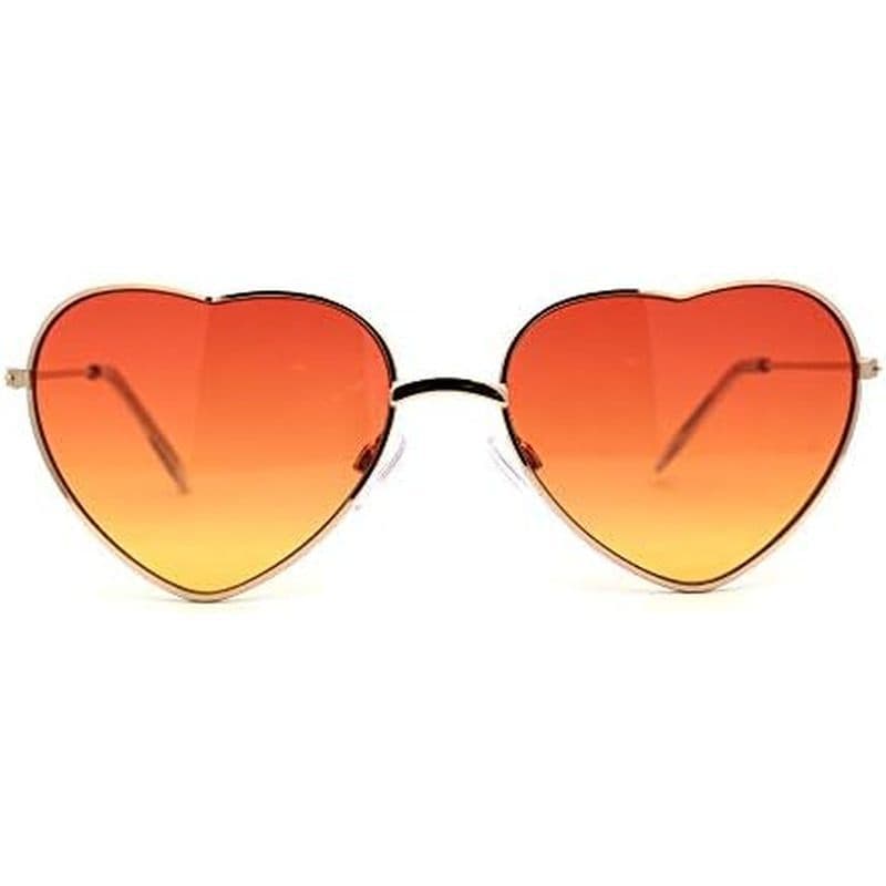 SA106 Óculos De Sol Femininos Com Lente Colorida Pop Hippie Em Formato De Coração Aro De Metal