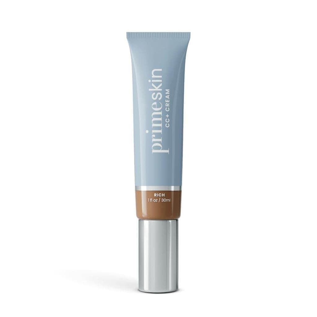 Creme Prime Prometics PrimeSkin CC+, adequado para mulheres maduras – base leve – elimina poros, disfarça manchas da ida
