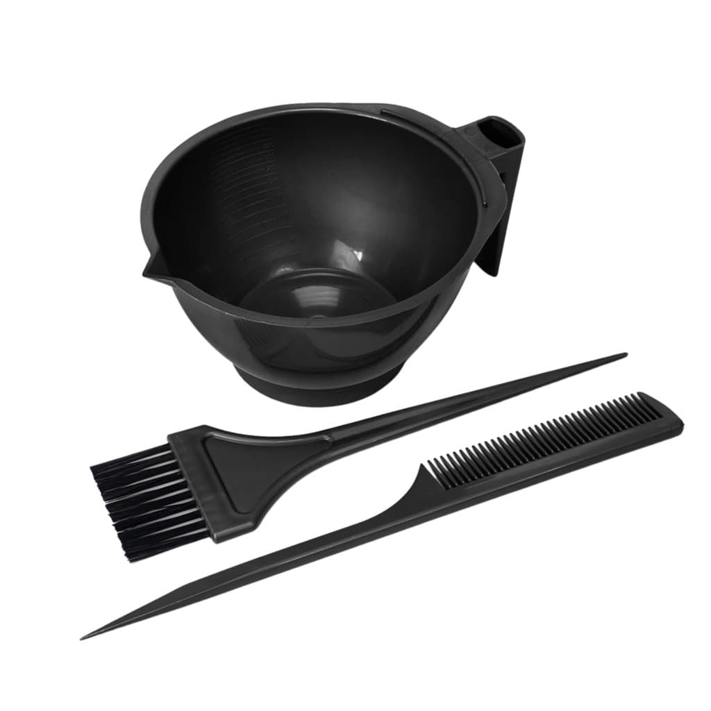Kit para Tintura e Química Santa Clara Tigela Pincel e Pente Resistente Preto Salão e Uso Doméstico