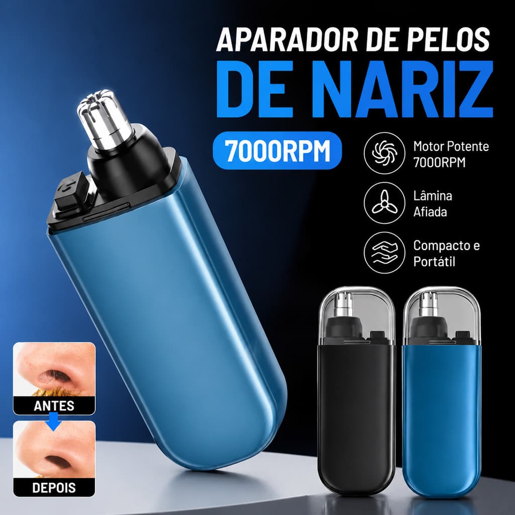 Aparador Removedor de Pelos De Nariz Orelha Rosto Depilador Portátil Elétrico À Pilha Recarregável