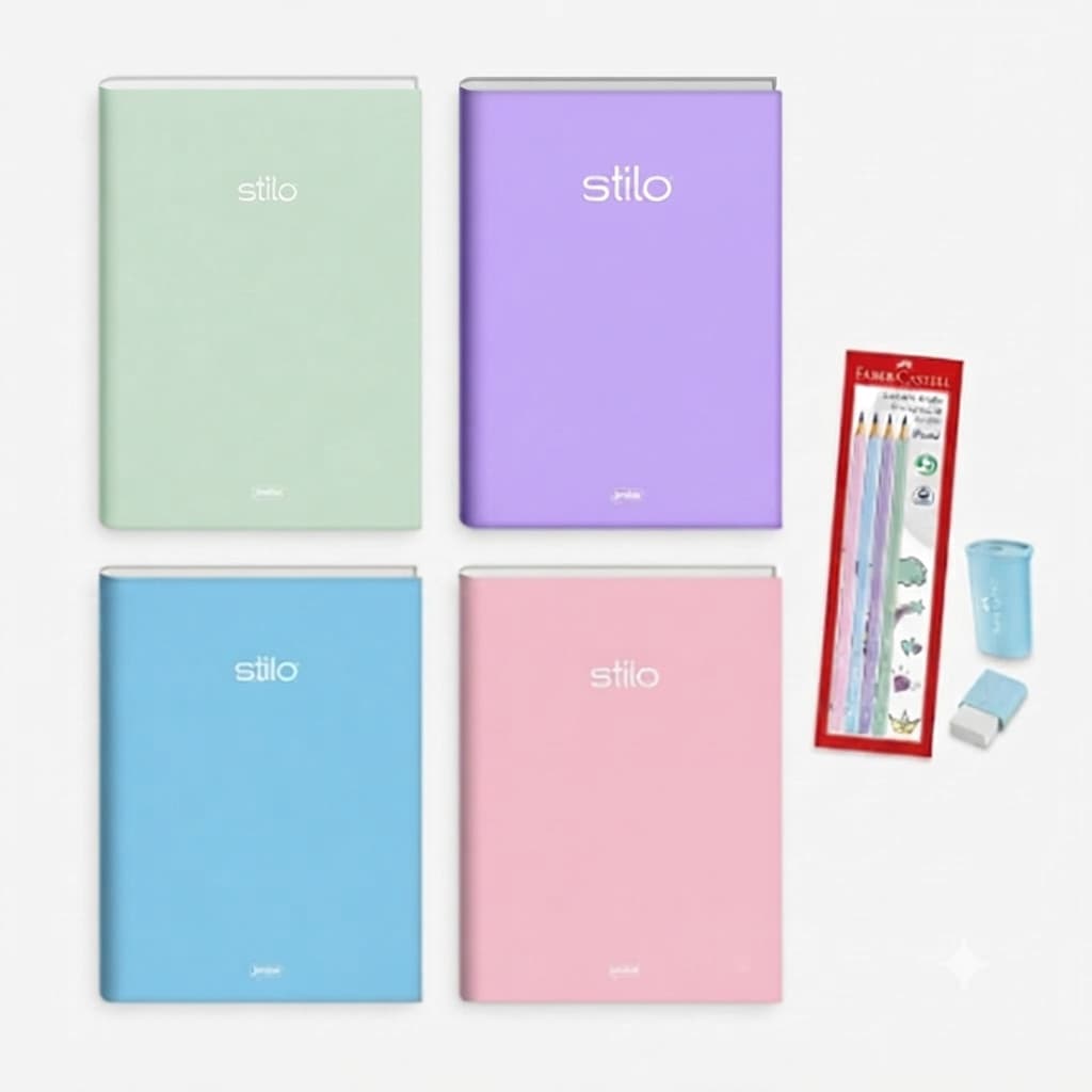 KIT CAD BROCH CD 80FLS STILO JANDAIA + BORRACHA TK PASTEL + APONTADOR PASTEL +  4 LAPIS PASTEL FABER