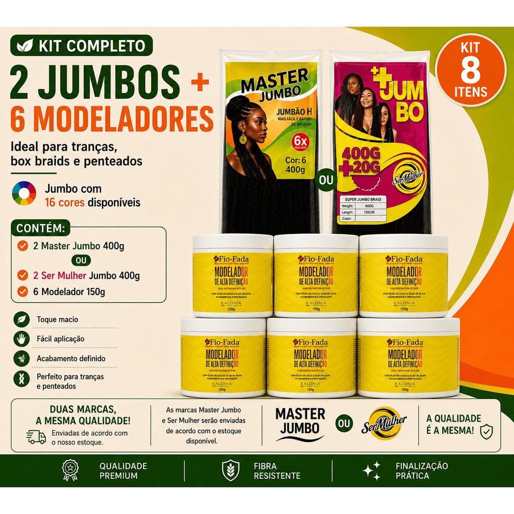 Kit 2 Jumbo Para Tranças Box Braids + 6 Pomadas 150g Finalizadoras