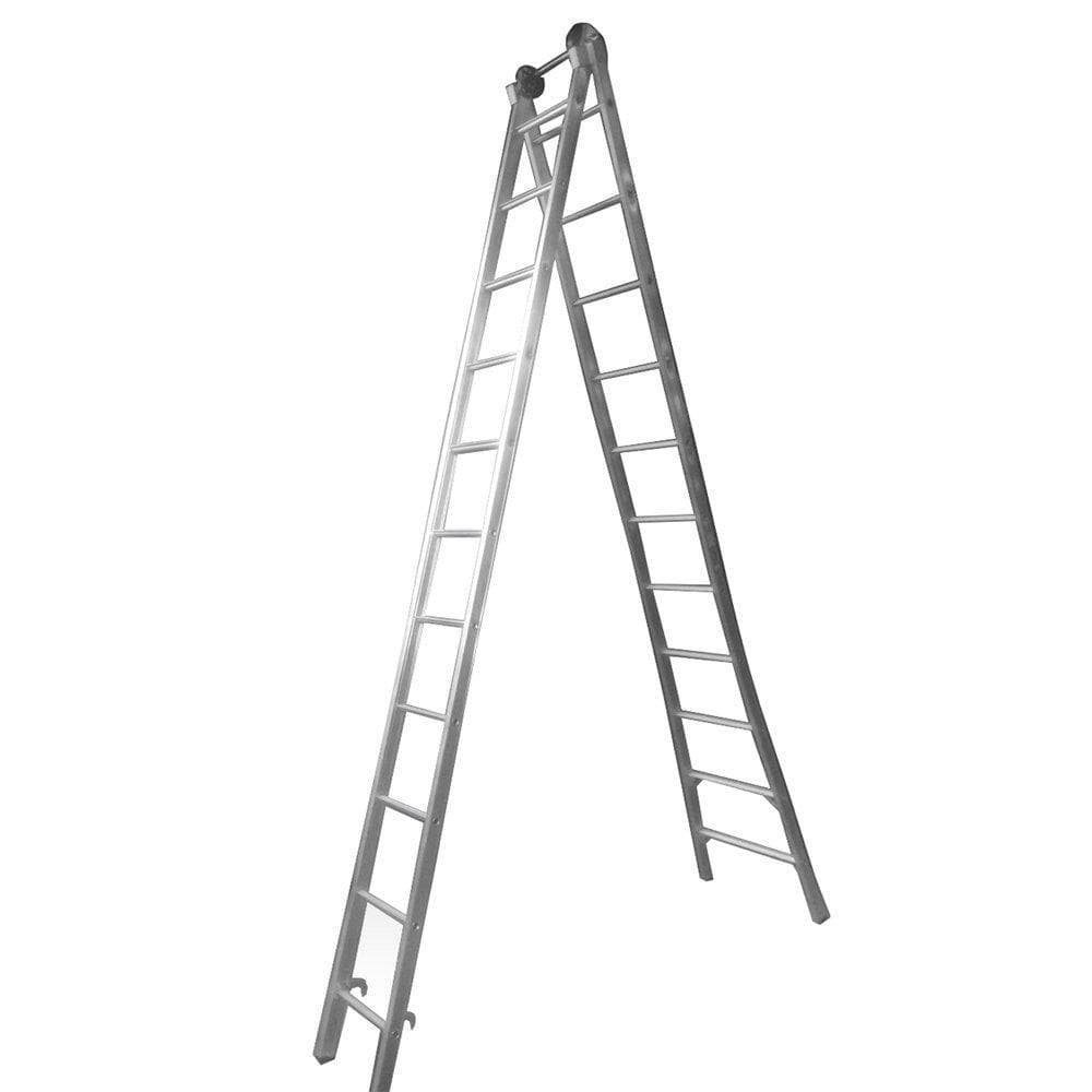 Escada Extensível Profissional Esticável Dupla 11 Degraus - Alumínio - 61 - Real Escadas