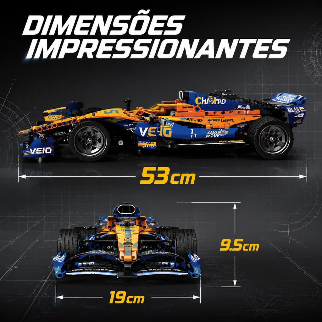 Modelo de Carro de Corrida 1:10 com 1020+ Peças para Montar e Decorar