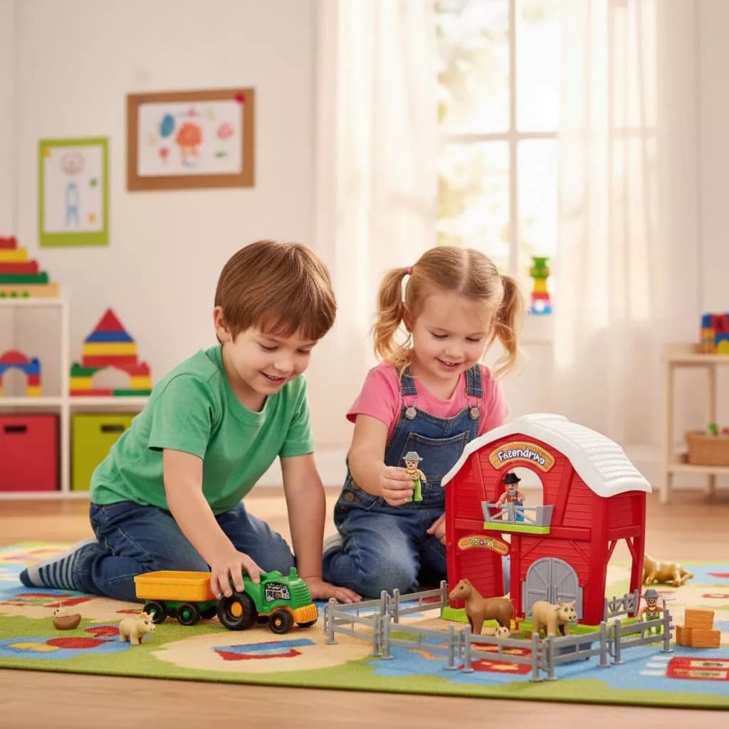 Fazendinha Infantil Brinquedo Celeiro Cercado Presente Menino Menina Faz de Conta Vernelho
