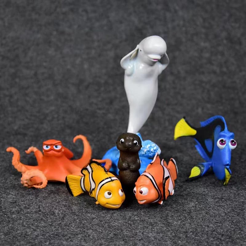 < Procurando Nemo > Conjunto de 6 peças em filmes de animação, incluindo Marlin, Dolly, Hank, Bailey, Lemovic, Mr. Caran
