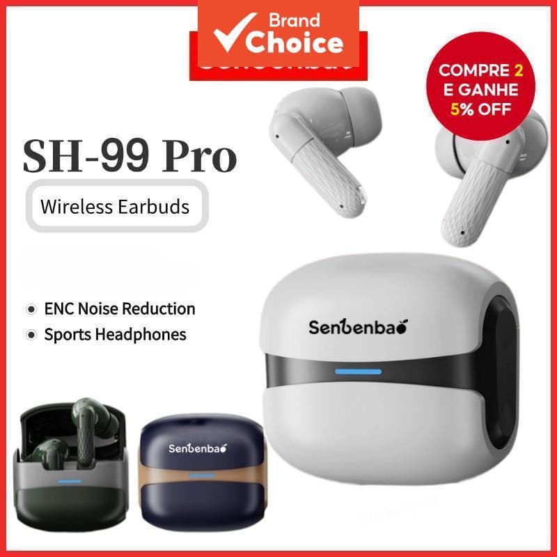SenBenBao Earbuds SH-99 Pro Bluetooth Fone De Ouvido Intra-Auricular Fones Sem Fio Microfone Embutido