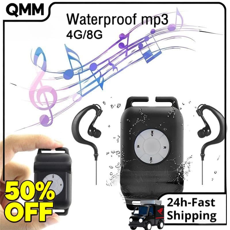 4/8G Portátil MP3 Music Player IPX8 À Prova D'água Walkman Rádio FM Com Fone De Ouvido Para Natação , Corrida , Mergulho