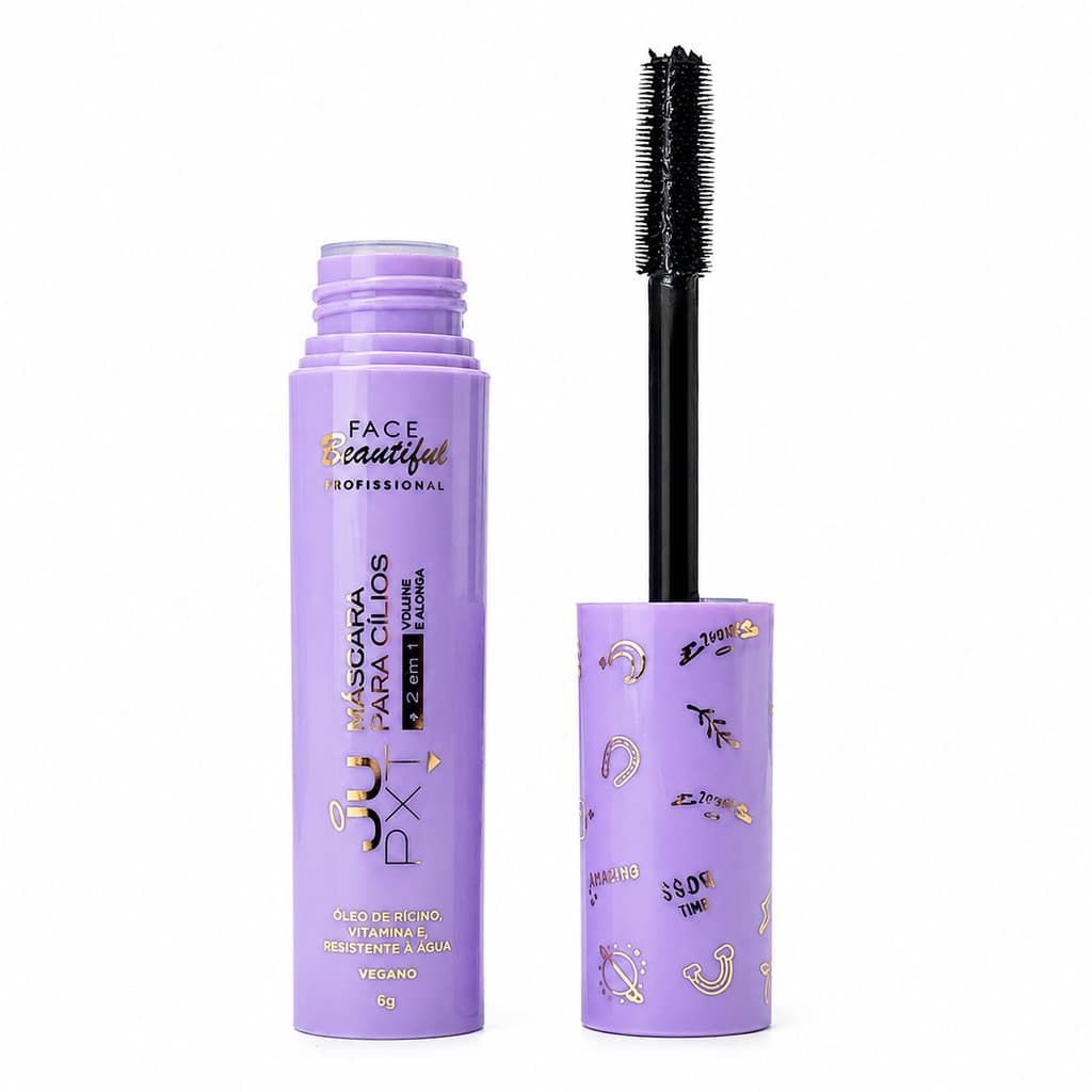 Máscara De Cílios Rímel 2 Em 1 Jupxt Volume E Alongamento Face Beautiful Com Óleo De Rícino