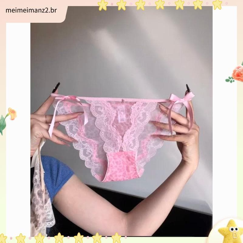 Leopardo impressão puro desejo renda guarnição meninas calcinha cinta fina arco Jacquard gaze confortável respirável alt