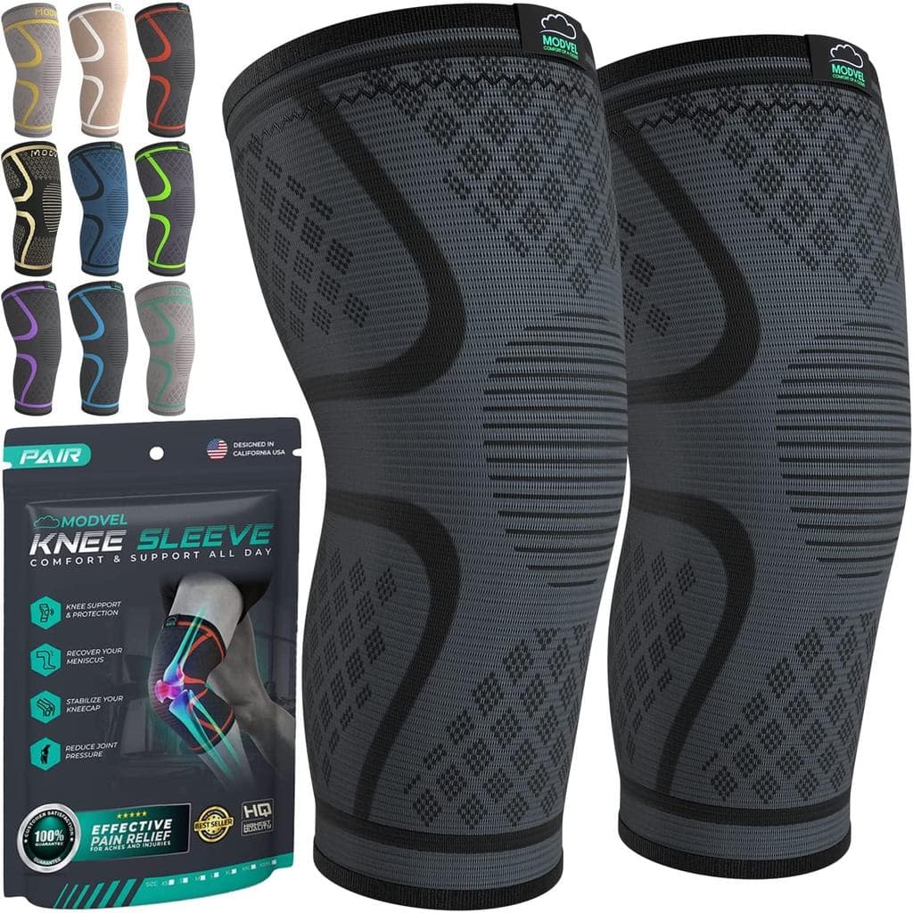 Joelheiras Esportivas Unissex MODVEL – Pacote com 2, Suporte para Ligamentos do Joelho, Joelheiras de Compressão, Adequa