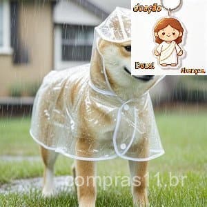 Capa De Chuva Para Cães Transparente Impermeável / Jaqueta Com Capuz Para Animal De Estimação