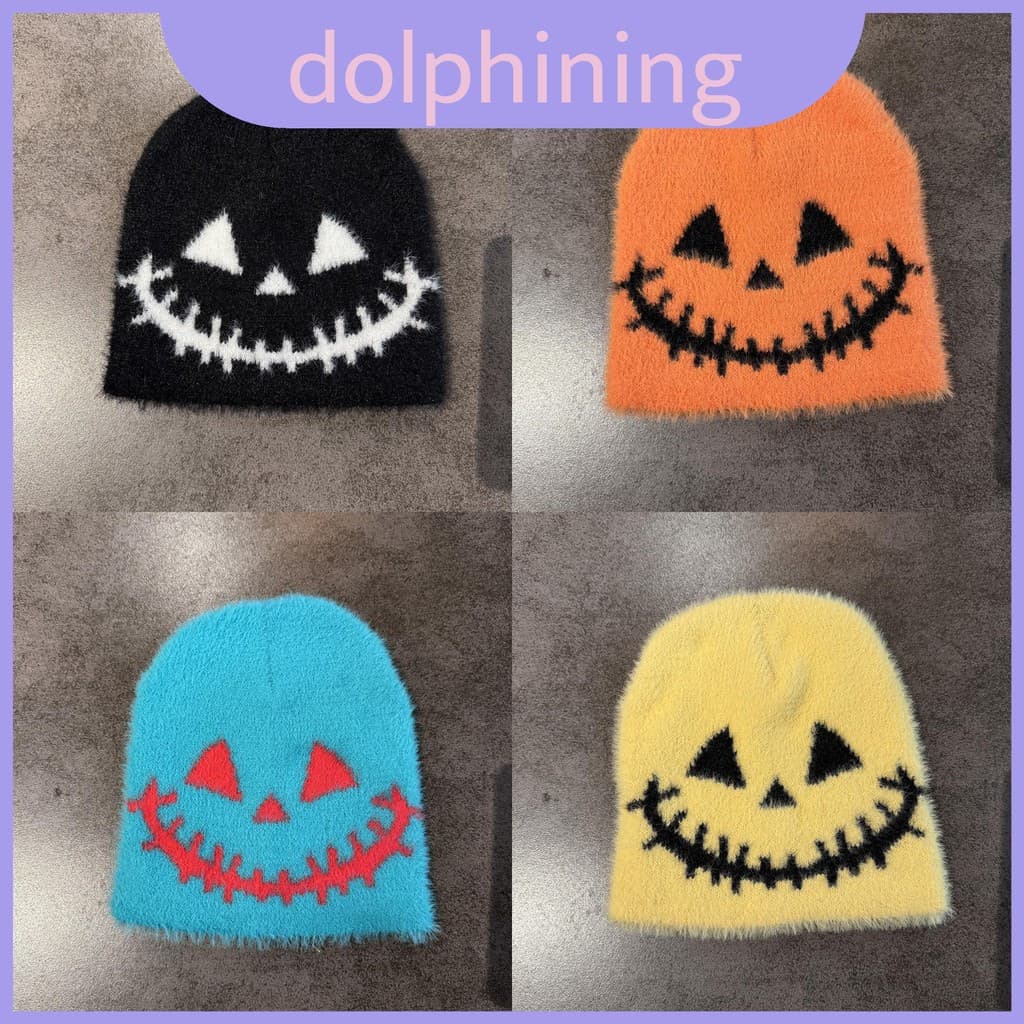 Gorro de lã tricotado com uma cara engraçada, adequado para atividades de role-playing de moda no outono e inverno QJNJ