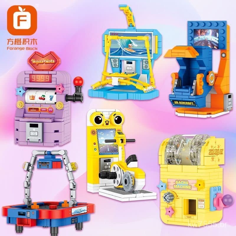 Blocos de montar laranja compatíveis com brinquedos de minifiguras, brinquedos educativos de montar para meninos, máquin