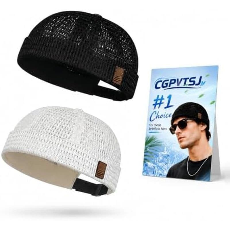 2 Pacote Chapéus Sem Aba para Homens Crânio Boné Gorras Hombres Malha Engraçado Verão Cabido Legal Pescador Ciclismo Res