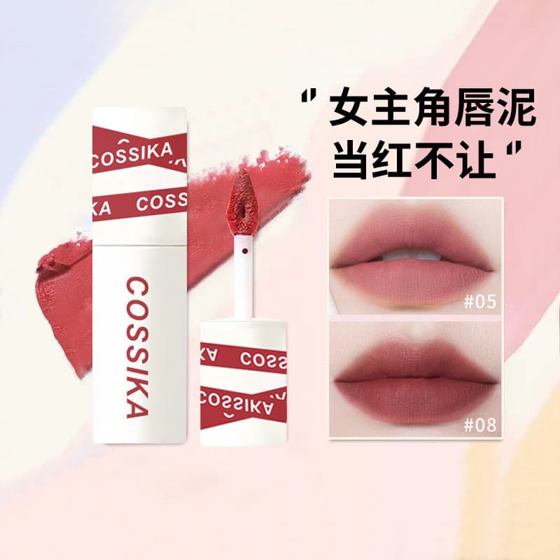 Cossika Heroine Batom Lip Glaze Veludo Fosco Não Desbotado Antiaderente Copo Batom Feminino Estudante