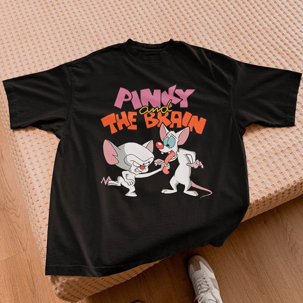 T-shirt Feminina Pink e Cérebro Blusa 100% Algodão Alta Qualidade Camiseta Confortável Estilo Animado