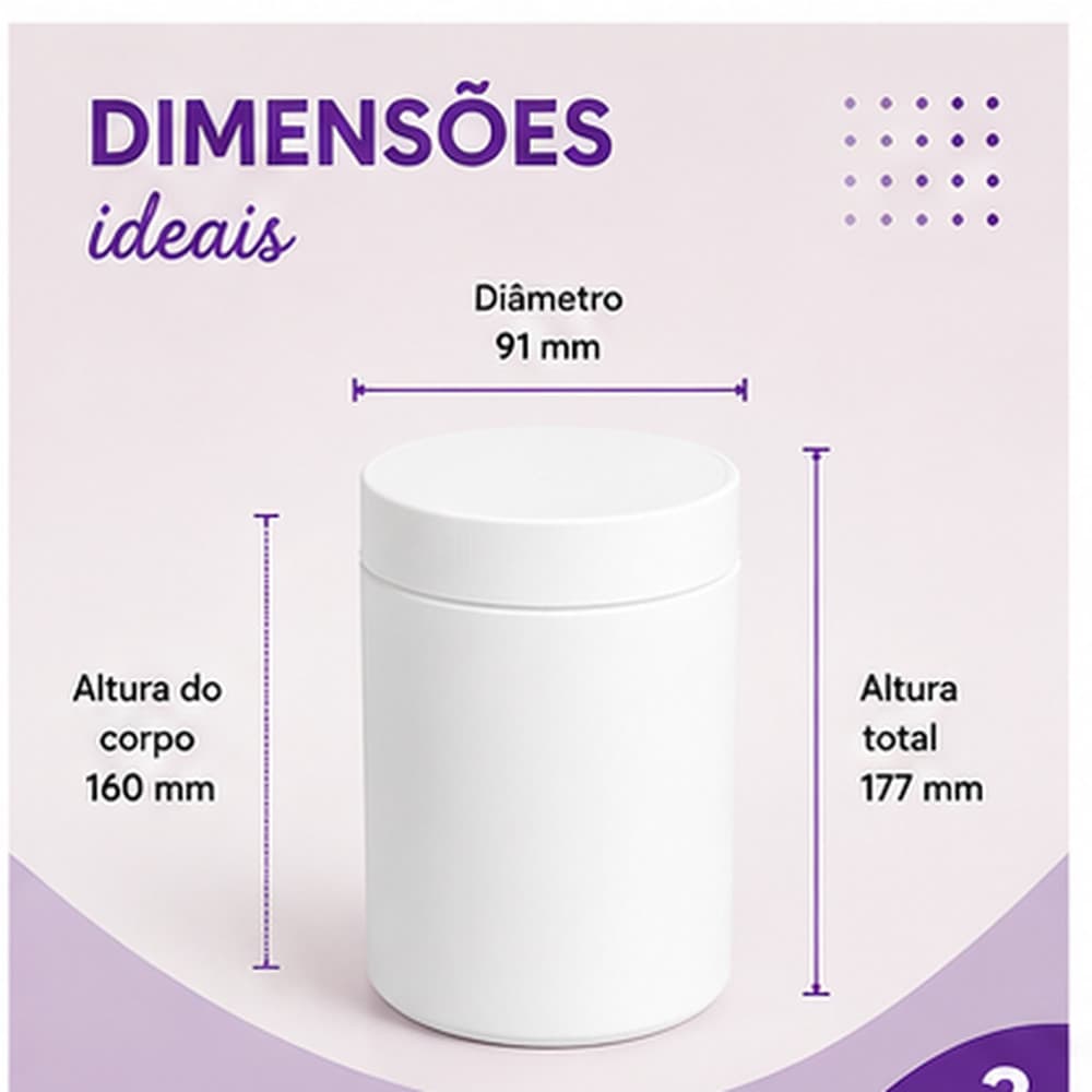 Kit Pote Plástico 1Kg Branco PEAD Cosméticos Cremes Máscara