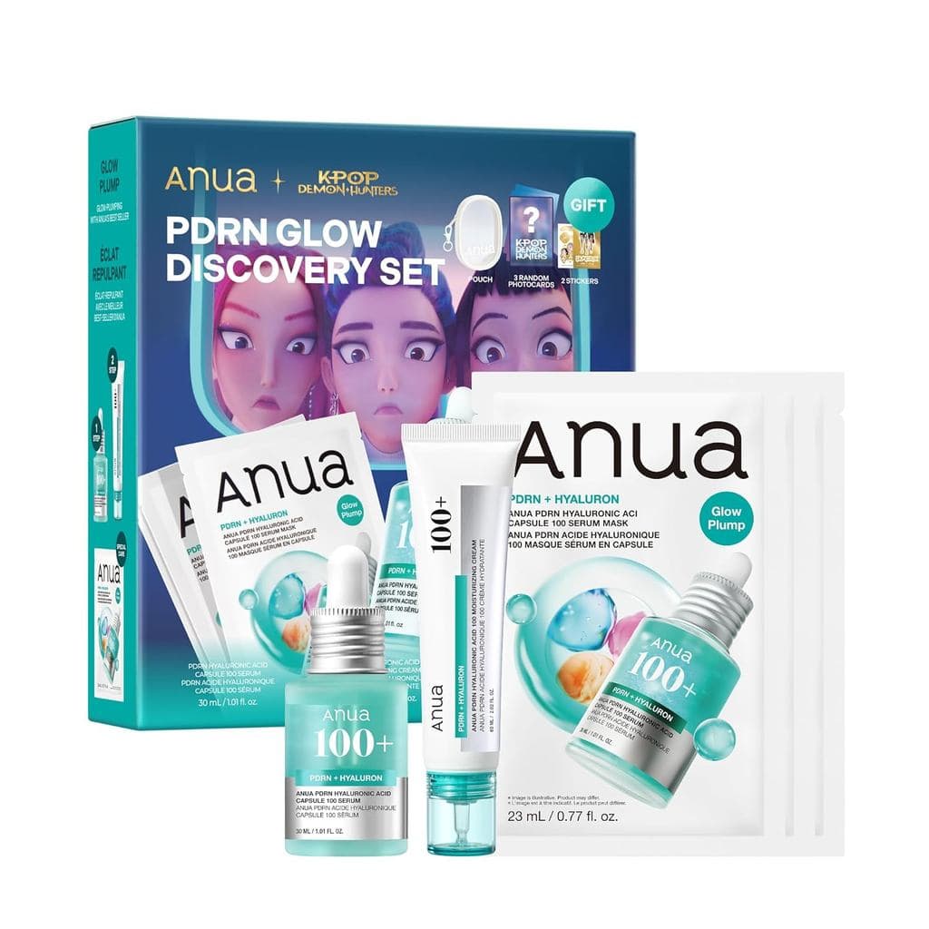 Anua PDRN Discovery Set, Glow Hydration, 3-Step Routine, PDRN Serum, Cream, Cloth Mask, Salmon DNA, Hyaluronic Acid, Col