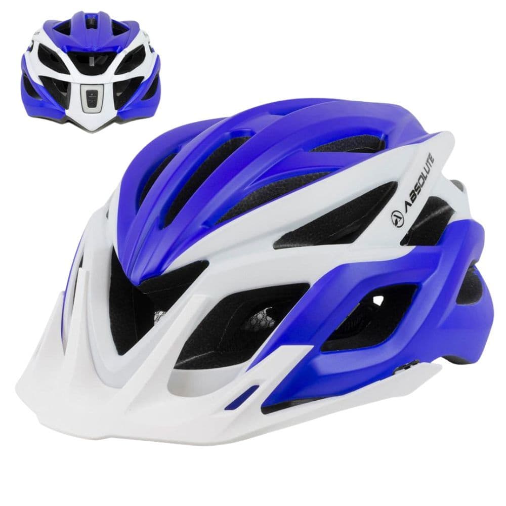 Capacete Ciclismo Mtb Absolute Wild Led Tam G Branco / Azul