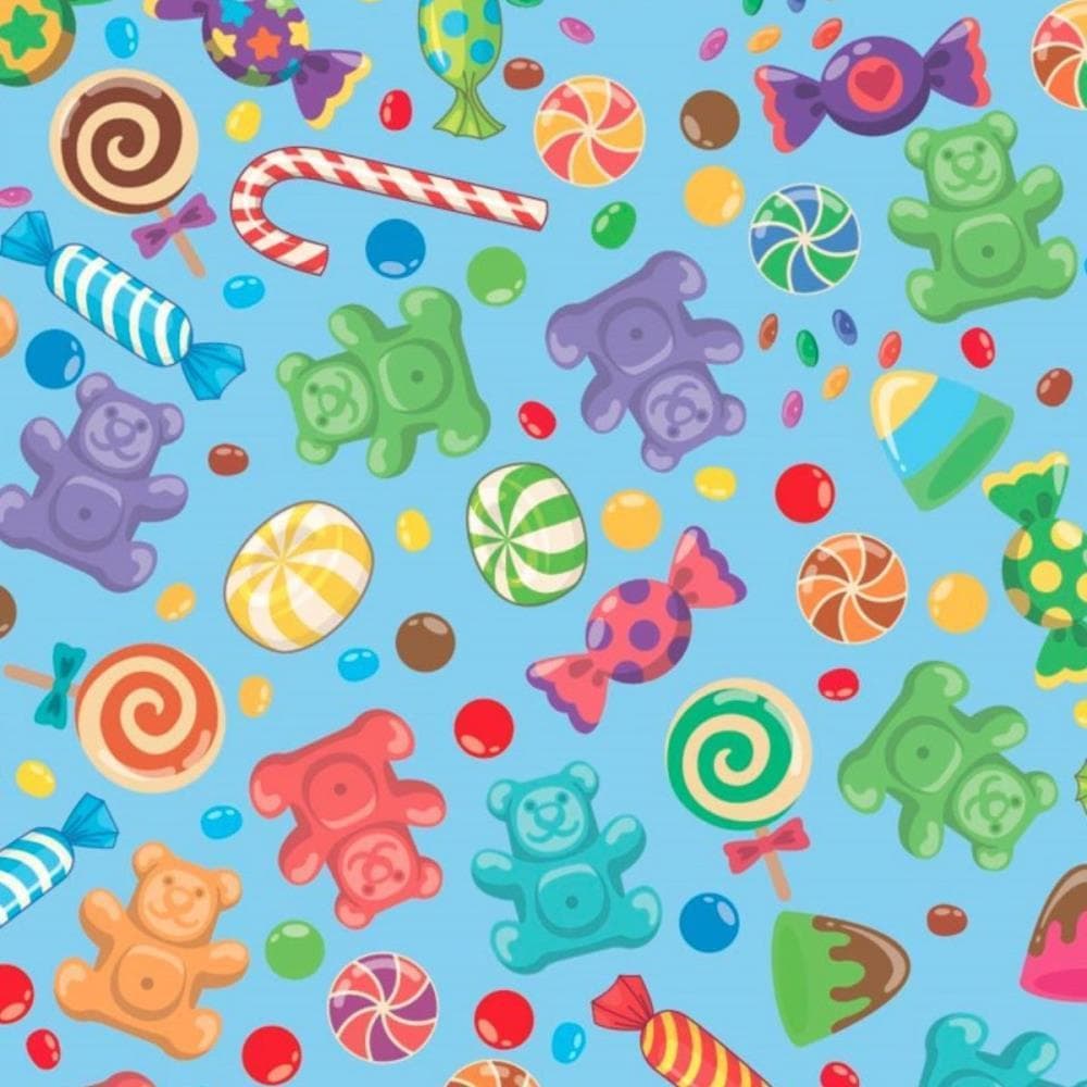 Papel Presente Bobina Couche 60CM. MOD.199 Doces e Pirulito BO-100MTS