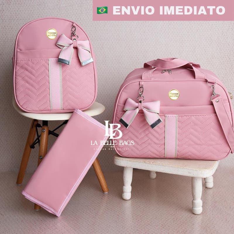 bolsa maternidade luxo com 3 peças térmico e impermeável kit mala para bebê menino e menina (AD 3p)