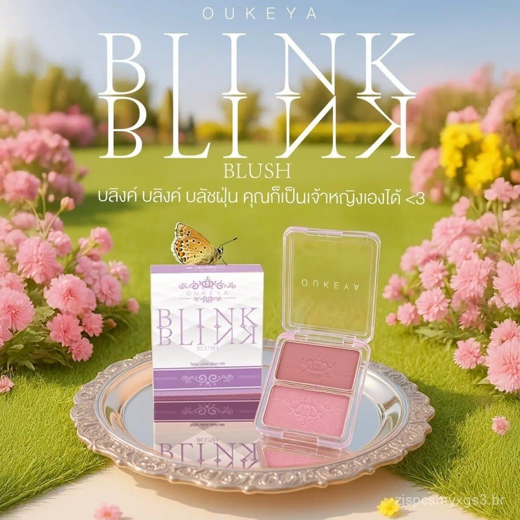 OUKEYABLINKBLINKBLUSH Blush bicolor com brilho para adicionar luminosidade ao rosto, 2 tons em um só compacto. NUB7
