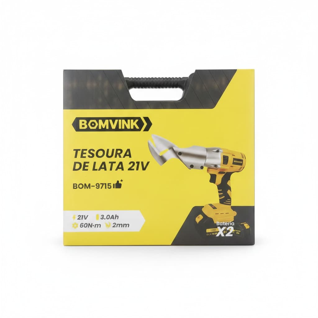 Tesoura de Lata Sem Fio 21V 3.0Ah 2mm C/ 2 Baterias BOMVINK BOM-9715
