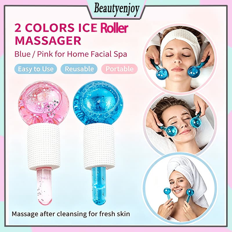2 Pçs/Caixa Cristal Hóquei No Gelo Rolo Energia Massagem Beleza Facial Olho Bola De Massageador Onda Água Globos Cuidado