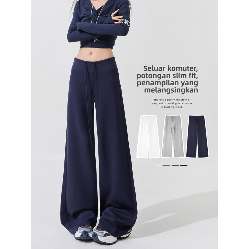 Calças femininas primavera verão novo estilo cintura baixa Drape solto calças casuais calças de Yoga calças de perna lar